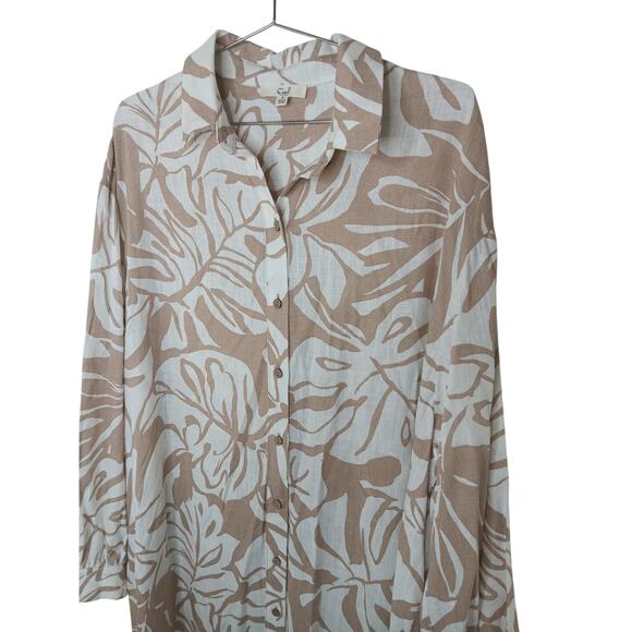 New without Tags Easel Khaki Printed Button Down Shirt Dress SZ S - Picture 6 of 13